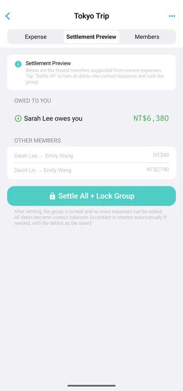 Trip over? Settle up in one tap