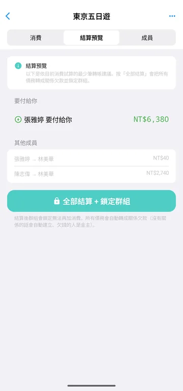 旅程結束，一鍵結算